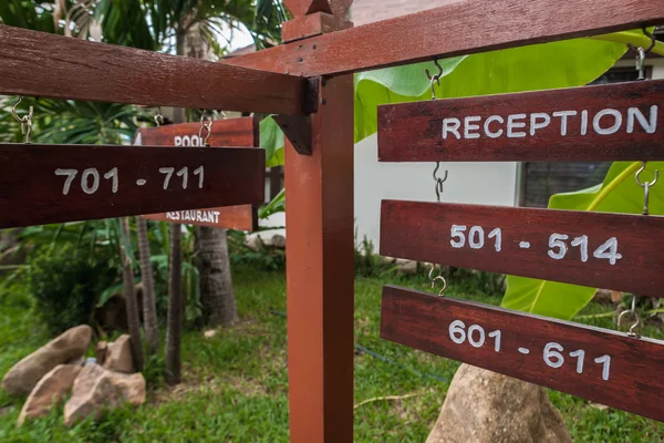 Signboard on the beach at hotel, Koh Samui, Thailand — Stock Photo, Image