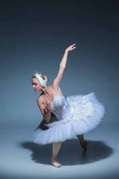 Портрет балерини в балеті на синьому фоні — стокове фото