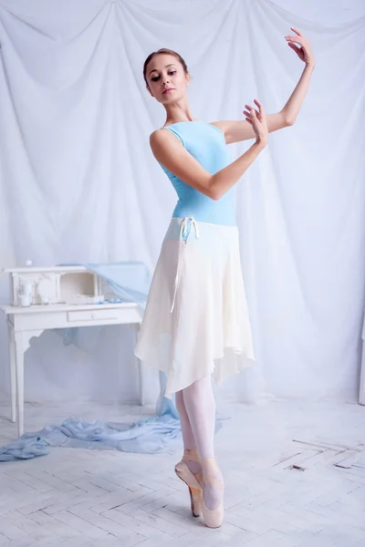 Professional ballet dancer posing on white — Stock Photo, Image