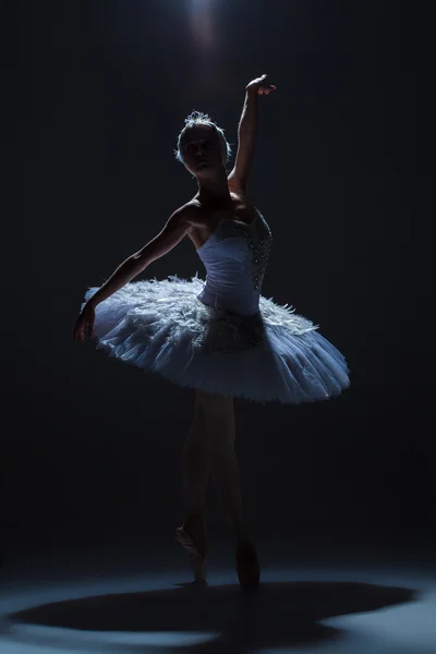 Retrato de la bailarina en tatu de ballet sobre fondo de saco —  Fotos de Stock