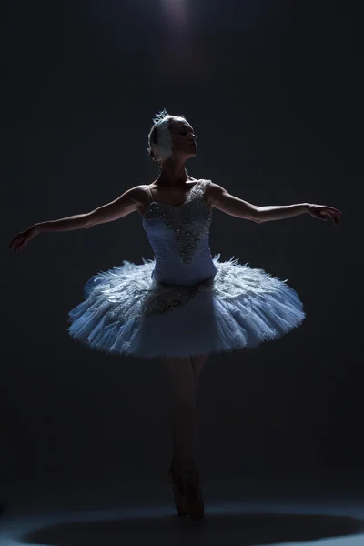 Retrato de la bailarina en tatu de ballet sobre fondo de saco —  Fotos de Stock