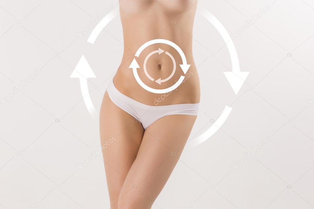 Female body with the drawing arrows