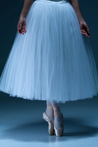 Porträt der Ballerina auf blauem Hintergrund — Stockfoto