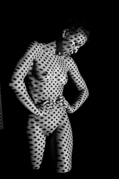 Ciało kobiety z czarno-biały wzór — Zdjęcie stockowe