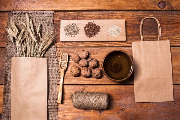 Raccolta di superfood sano, vista dall'alto — Foto Stock