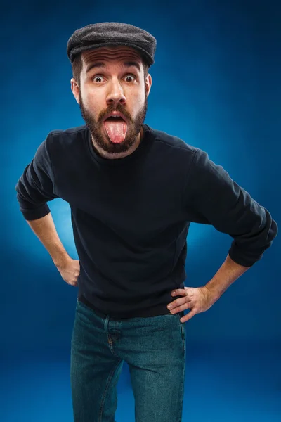 The tongue hanging out man — Stock Photo, Image