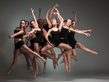 The group of modern ballet dancers clipart
