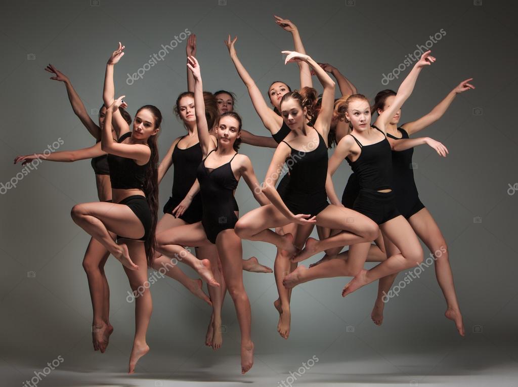 The group of modern ballet dancers Stock Photo by