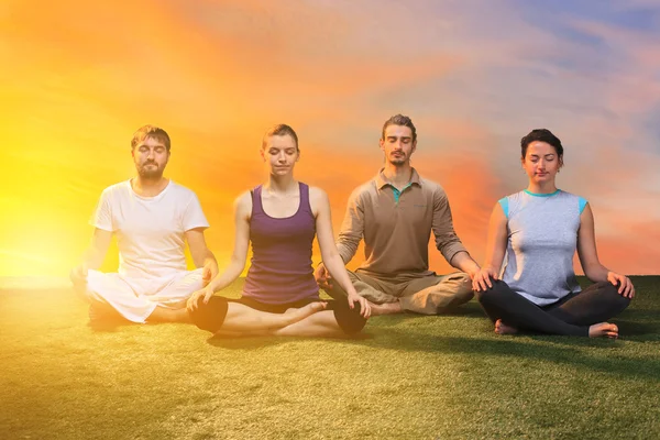 El grupo de personas haciendo ejercicios de yoga — Foto de Stock