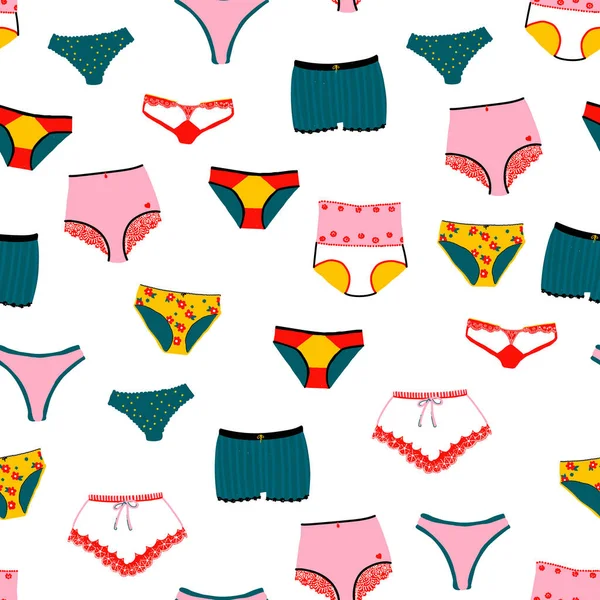 Ropa Interior Mujer Bragas Bikinis Tangas Patrón Sin Costura Vectorial — Vector de stock