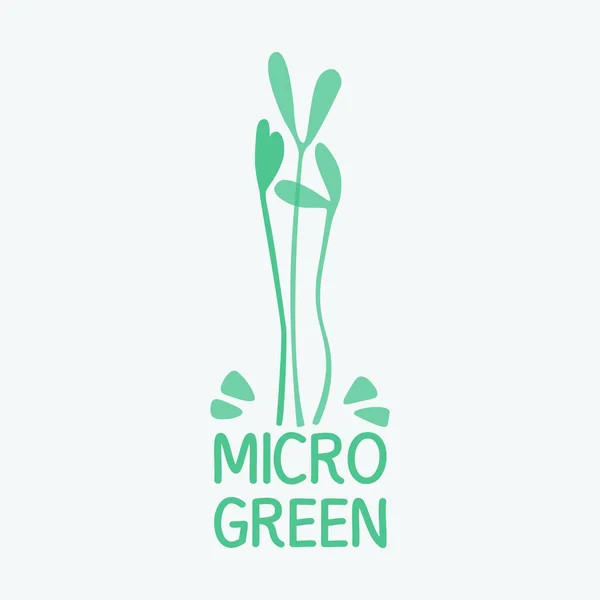 Logo Boerderij Microgreens Biologisch Voedsel Vector Geïsoleerd Logotype — Stockvector