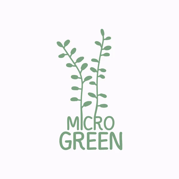 Logo Boerderij Microgreens Biologisch Voedsel Vector Geïsoleerd Logotype — Stockvector