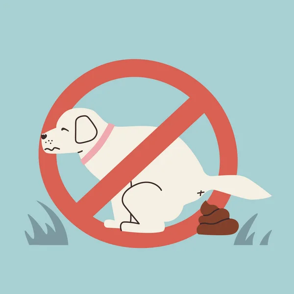 Perro Cagando Señal Prohibitiva Icono Prohibición Pasear Perro Lindo Vector — Vector de stock