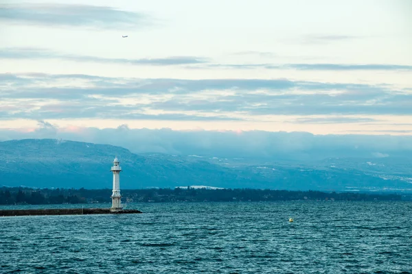Pâquis Lighthouse or Phare des Pâquis in Geneva — Stock fotografie