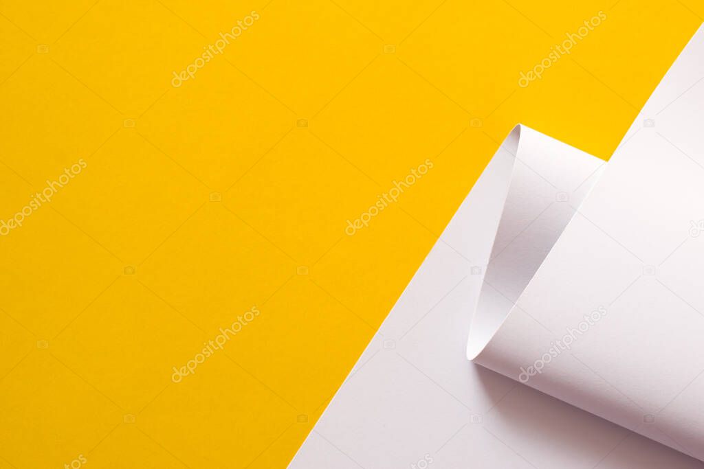 White and illuminating yellow abstract background, template