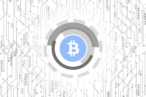 Circuit Circuit Imprimé Avec Logo Bitcoin Dans Cercle Crypto Monnaie — Photo