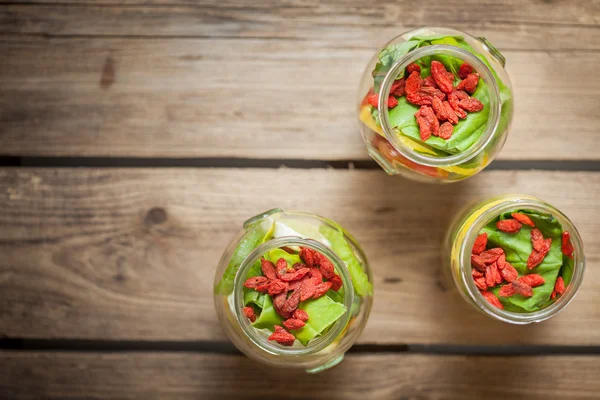 Fresh cutted fruit in jar — Stock Photo, Image