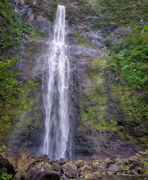 Hermosa Cascada Hanakapiai Falls Kauai Hawaii Imagen De Stock