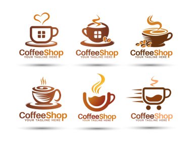 Kahve dükkanı vektör logosu tasarım paketi