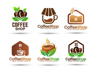 Kahve dükkanı vektör logosu tasarım paketi
