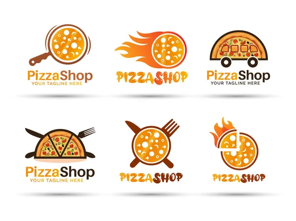 Pacote Projeto Logotipo Vetor Casa Pizza — Vetor de Stock
