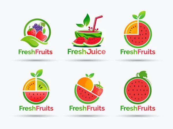 Fresh Juice Vector Logo Design Bundle — Stock Vector