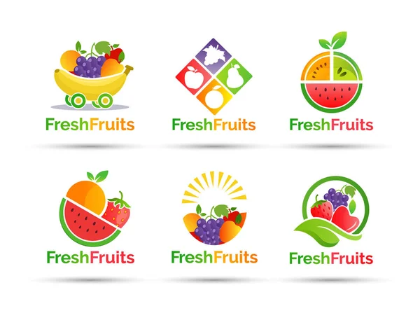 Obst Shop Vektor Logo Design Bundle — Stockvektor