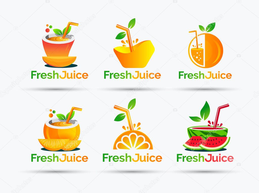 Fresh Juice vector logo design bundle