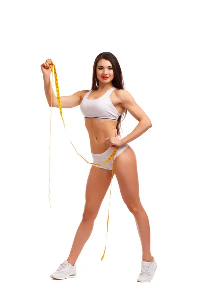 Sporty woman on white background — Stock Photo, Image