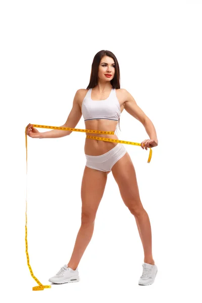 Sporty woman on white background — Stock Photo, Image