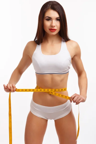 Deportiva mujer sobre fondo blanco — Foto de Stock