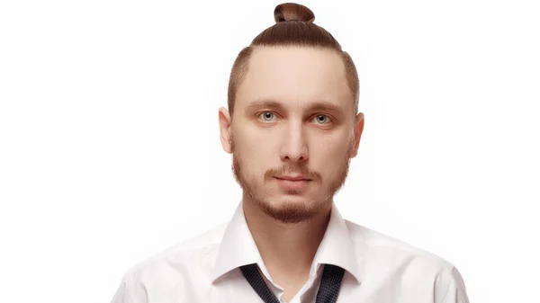 Portrait of young man in white shirt — Stock Photo, Image