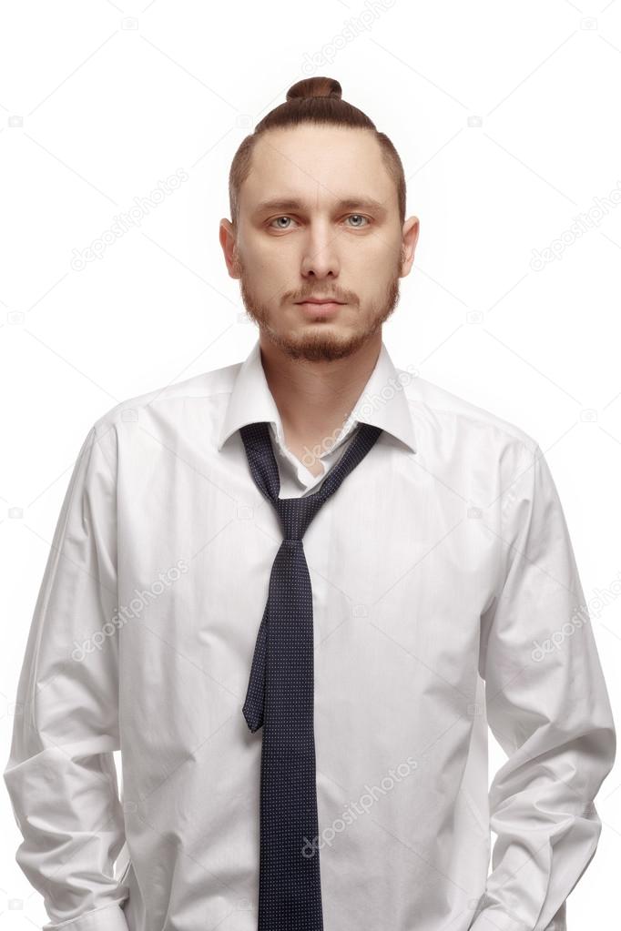 Portrait of young man in white shirt