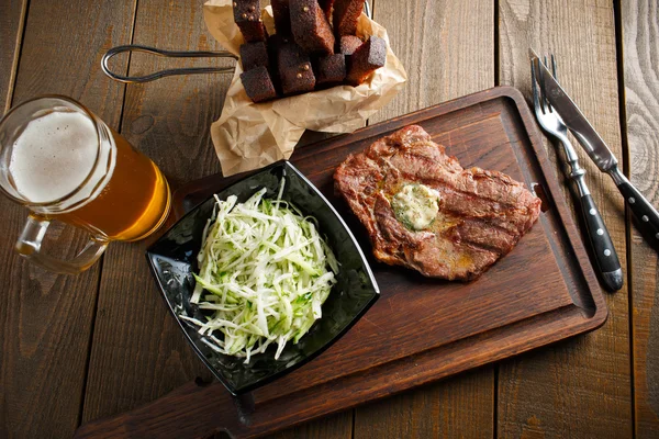 Delicious fried steak with butter — Stock Photo, Image