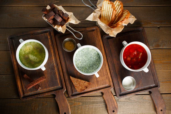Three different traditional Ukrainian Russian cuisine — Stock Image Three different traditional Ukrainian Russian cuisine Stock Picture