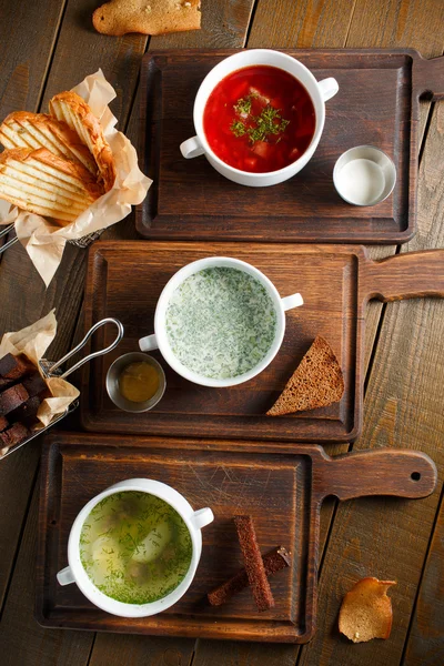 Drie verschillende traditionele Oekraïense Russische keuken — Stockfoto