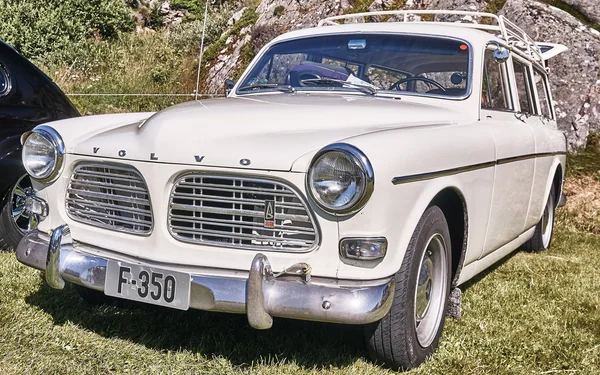 Côté de la voiture classique en crème blanche — Photo