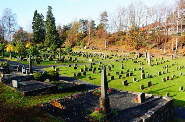 Sonbahar Norveç mezarlıkta