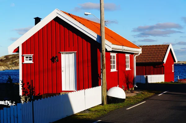 Rote Holzhütten — Stockfoto