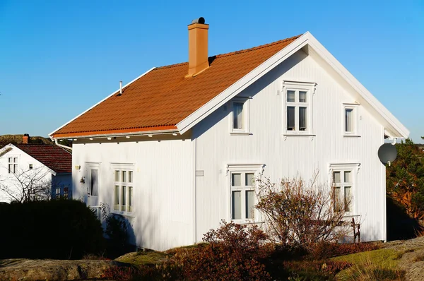 White wooden house with windows — Stock Photo, Image