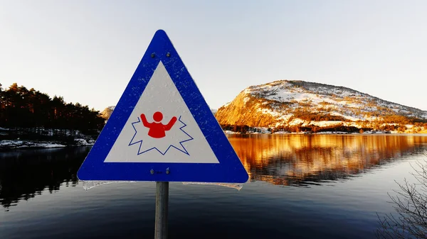 Warning of the collapse of the ice — Stock Photo, Image