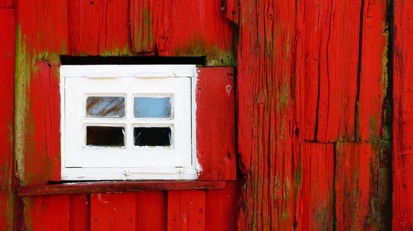 Klein wit venster met hout — Stockfoto