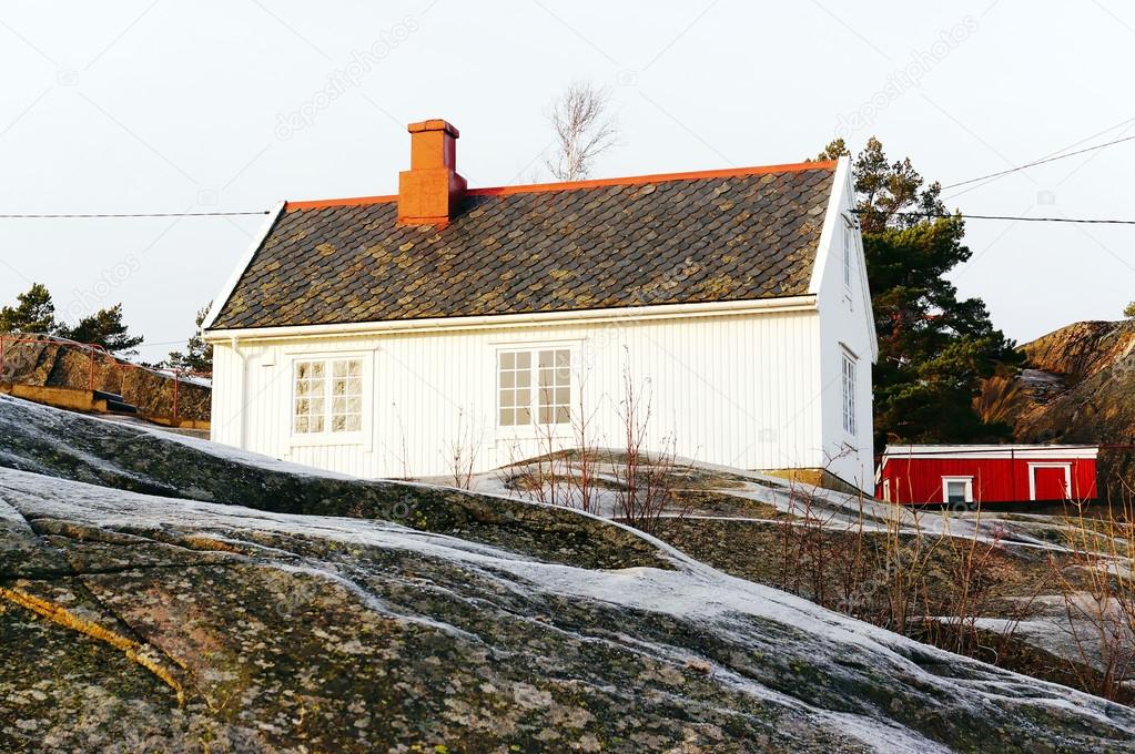 Traditional wooden building a lighthouse keeper