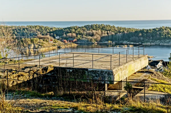 Taras widokowy na stary port w budynku systemu obrony — Zdjęcie stockowe