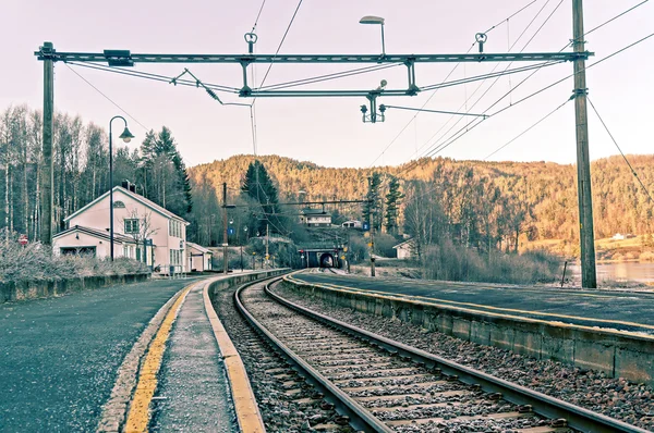 Old brick building railway station — Stock Photo, Image