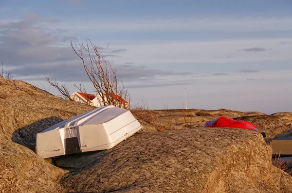 Składany skały fiord z łodzi — Zdjęcie stockowe