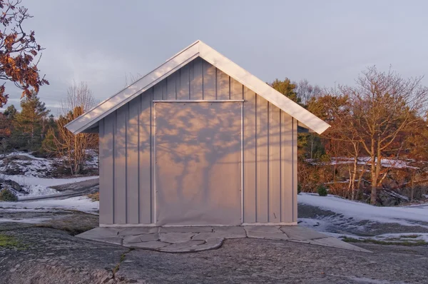 Verdeckte Terrassentüren für den Winterschutz — Stockfoto