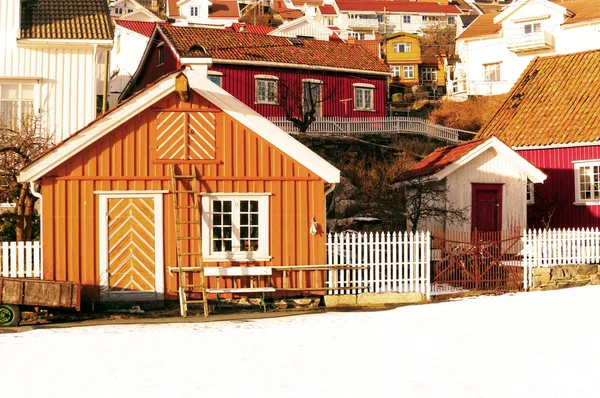 Antigos edifícios coloridos tradicionais, Noruega — Fotografia de Stock