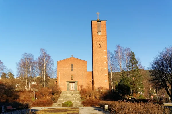 Norwegian brick church in Notodden — Stock Photo, Image