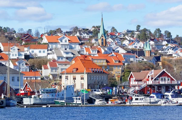 Historical buildings on coast fjords — Stock Photo, Image